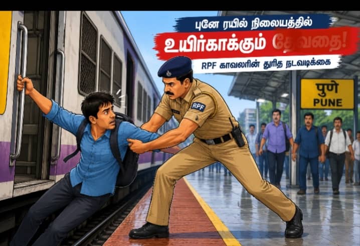 புனே ரயில் நிலையத்தில் பயணியின் உயிரைக் காப்பாற்றிய RPF காவலர் – துரித நடவடிக்கைக்கு பாராட்டு